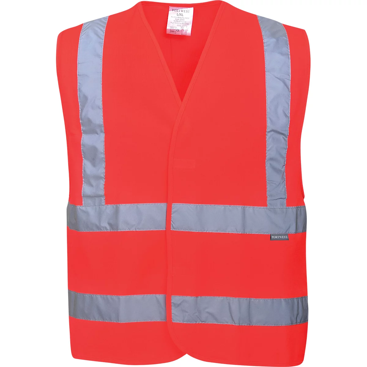 Gilet de sécurité Portwest C470, EN ISO 20471 classe 2, bandes réfléchissantes, taille XL, polyester, rouge