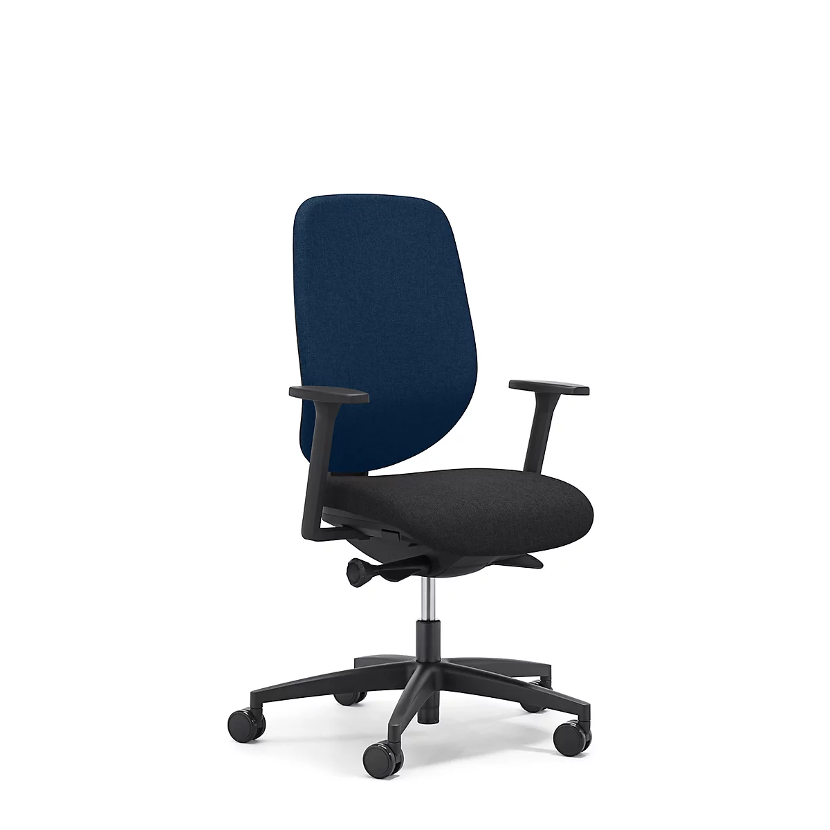 Giroflex Bürostuhl 353, mit Armlehnen, Auto-Synchronmechanik, Muldensitz, blau/schwarz