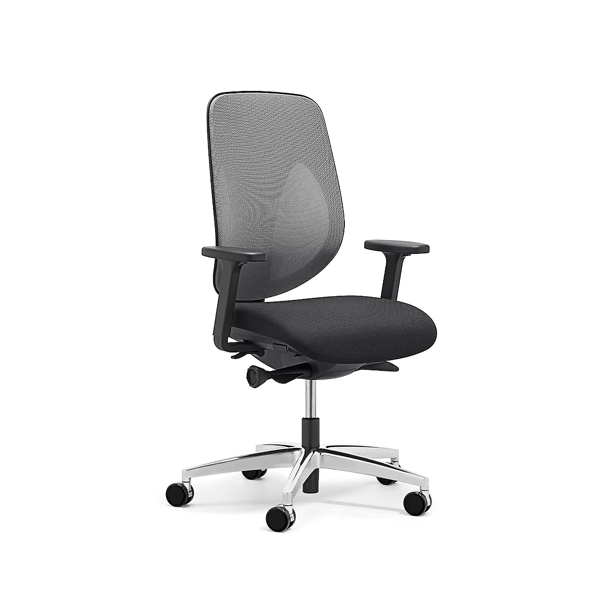 Giroflex bureaustoel 353, met armleuningen, auto-synchroonmechanisme, kuipzitting, grijs/zwart/aluminiumzilver
