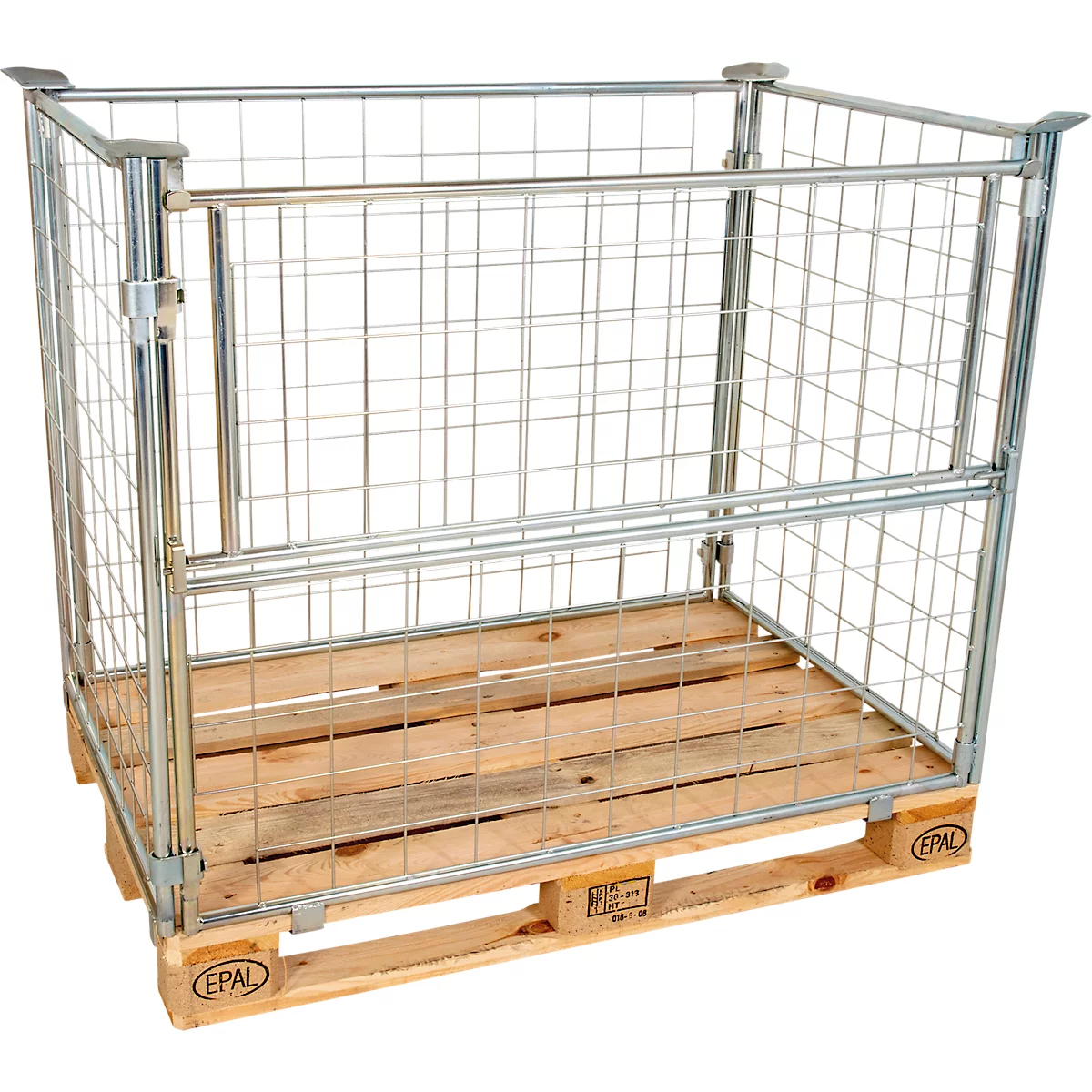 Gitteraufsatzrahmen, für Europaletten, Nutzlast bis 800 kg, Öffnungsklappe, stapelbar, L 1200 x B 800 x H 1000 mm, Stahl, galvanisch blau verzinkt