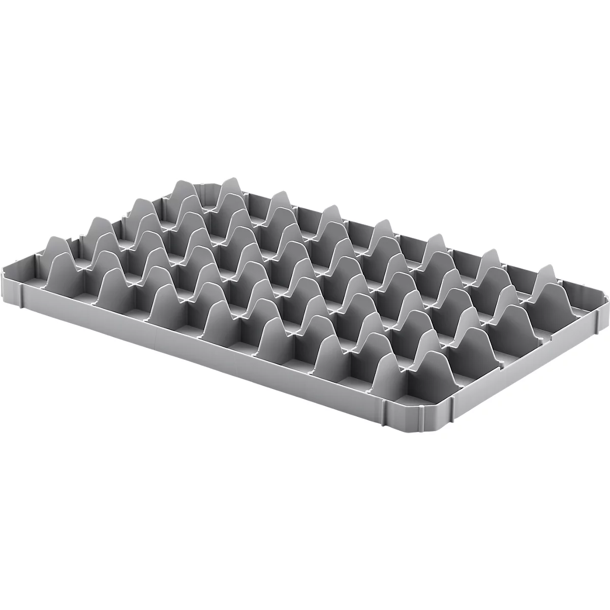 Gläsereinsatz Ringoplast, für Gläser- & Eurokästen, 5 x 8, unten, lebensmittelecht, stapelbar, B 365 x H 55 mm, Kunststoff, hellgrau