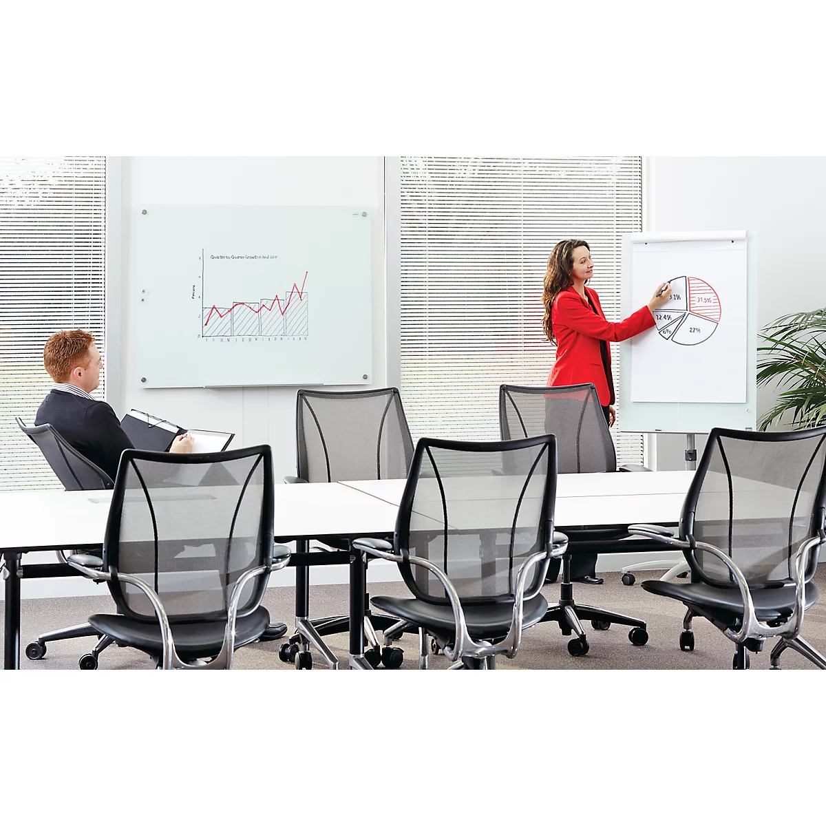 Glas-Flipchart Nobo Diamond, fahrbar, magnetisch, Arbeitsfläche 700 x 1000 mm