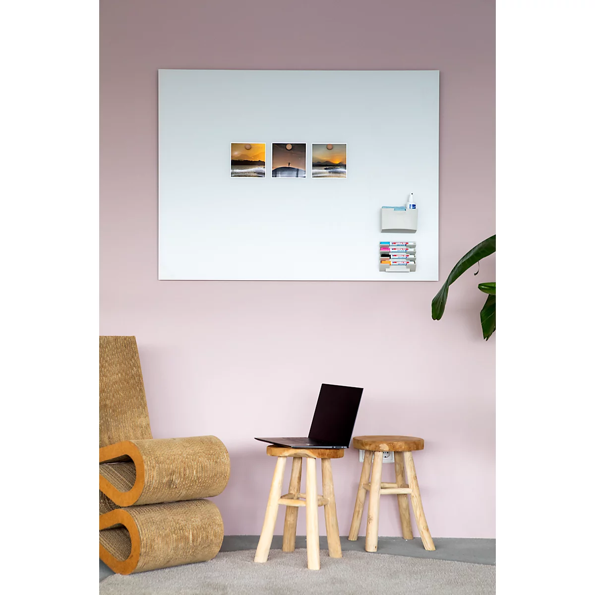 Glasboard Legamaster, mit 2 Magneten & 1 Glasboard Marker, B 1200 x T 4,4 x H 900 mm, gehärtetes Sicherheitsglas, matt, warm grey
