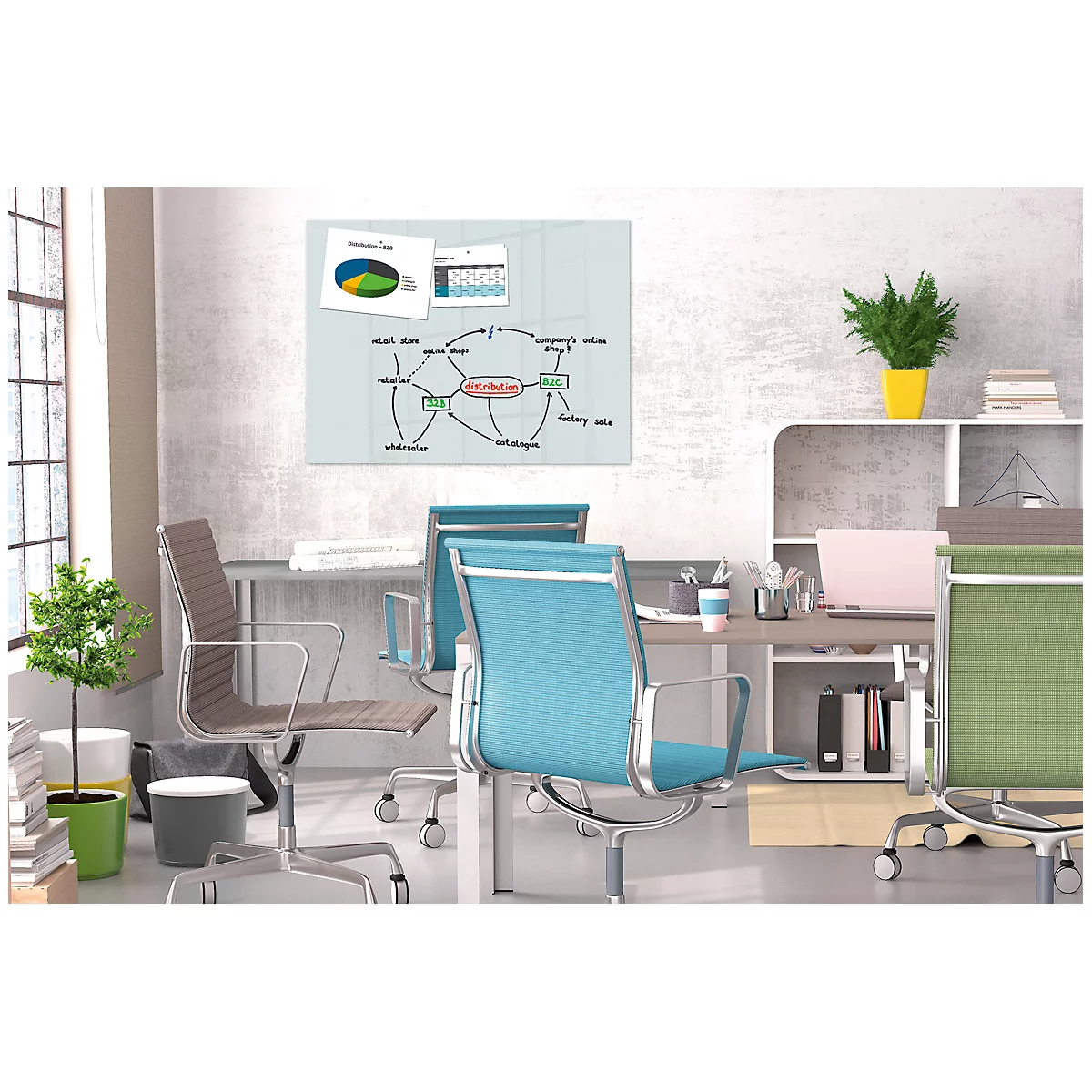 Glasmagnettafel Be!Board, magnethaftend, m. Magneten, 1200 x 900