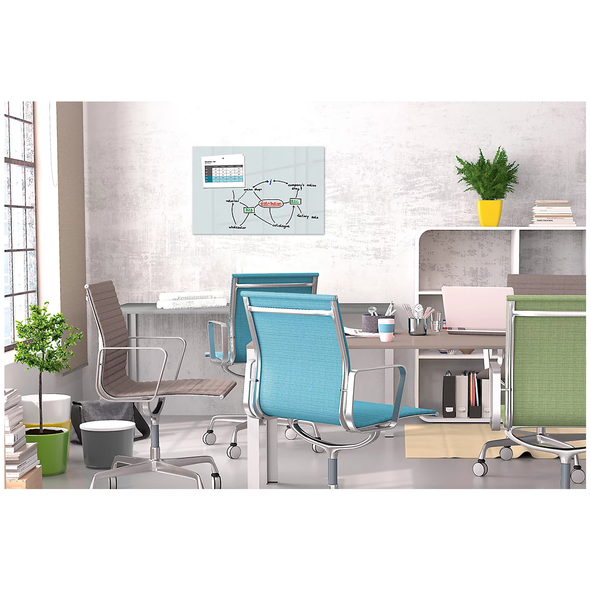 Glasmagnettafel Be!Board, magnethaftend, m. Magneten, 900 x 600