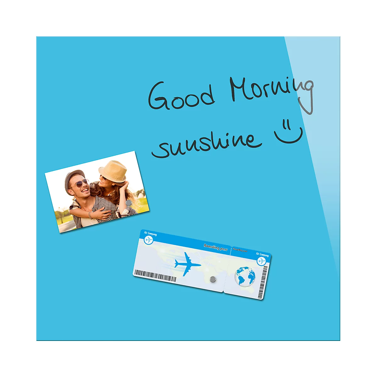 Glasmagnettafel Be!Board, magnethaftend, m. Magneten, B 450 x H 450 mm, blau