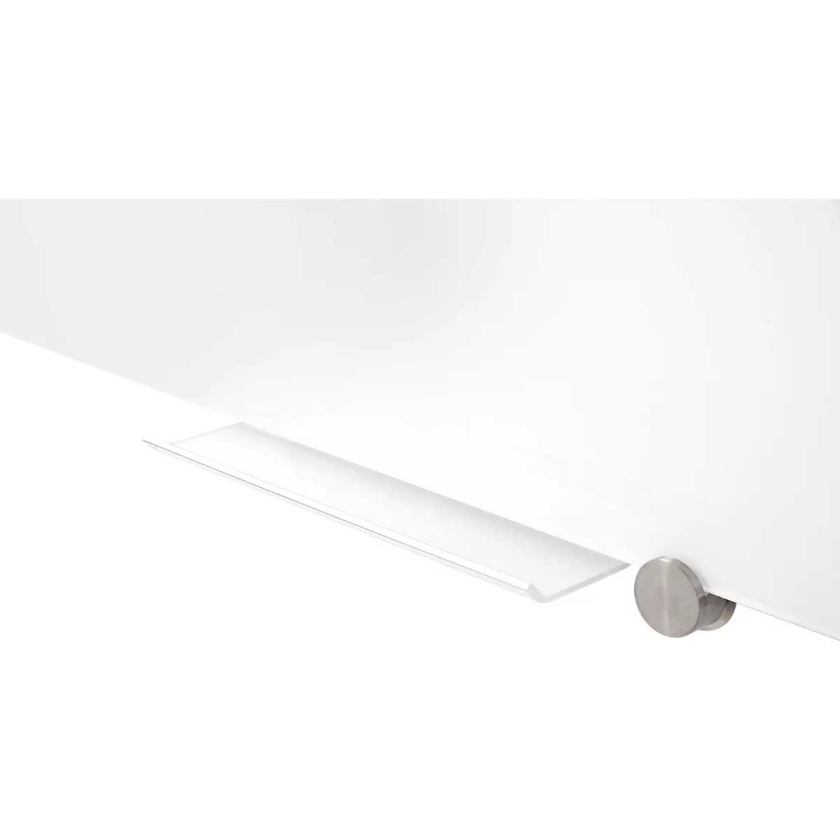 White element with round metal bracket, detail oriented.