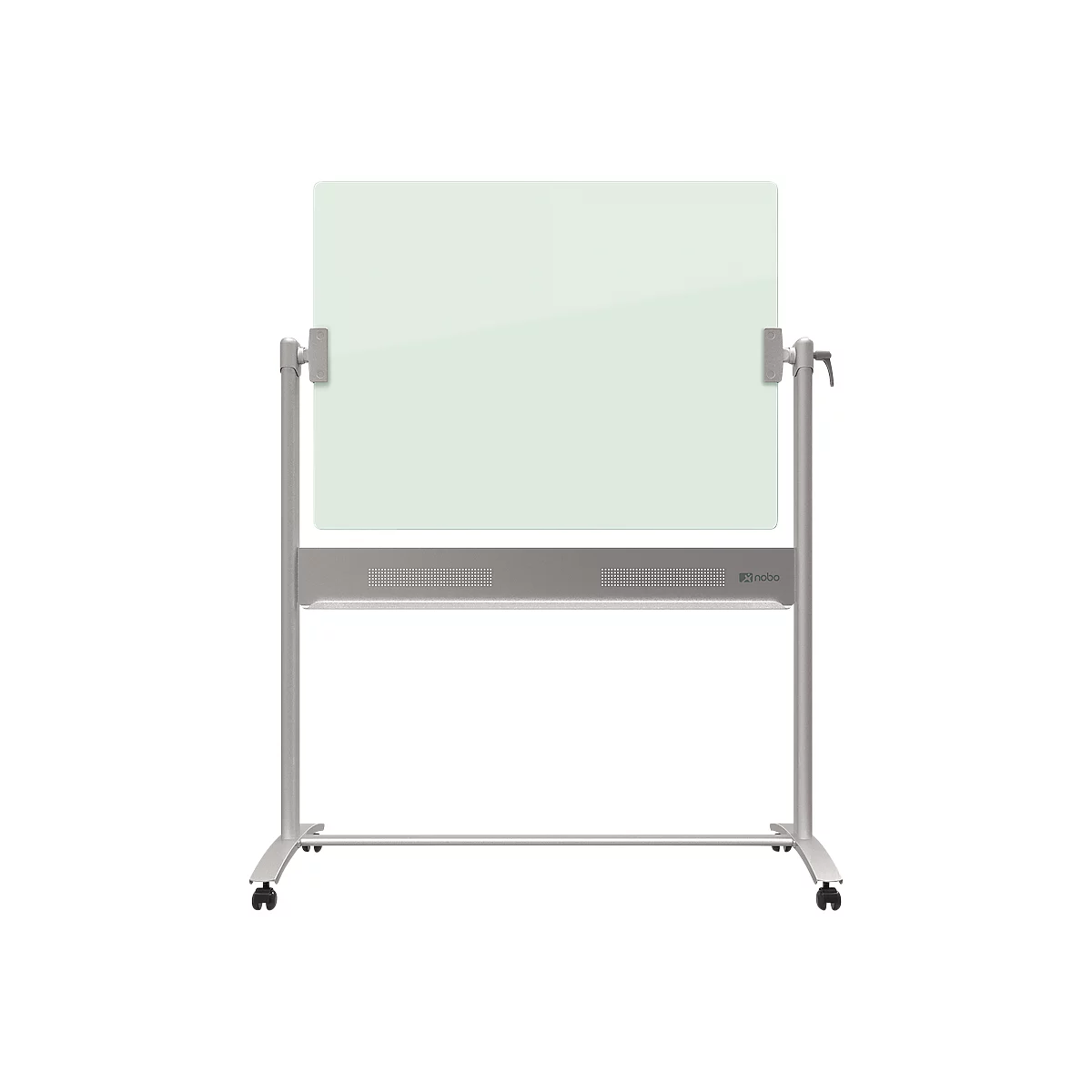 Glastafel Nobo Diamond, fahrbar, magnethaftend, Arbeitsfläche 1200 x 900 mm
