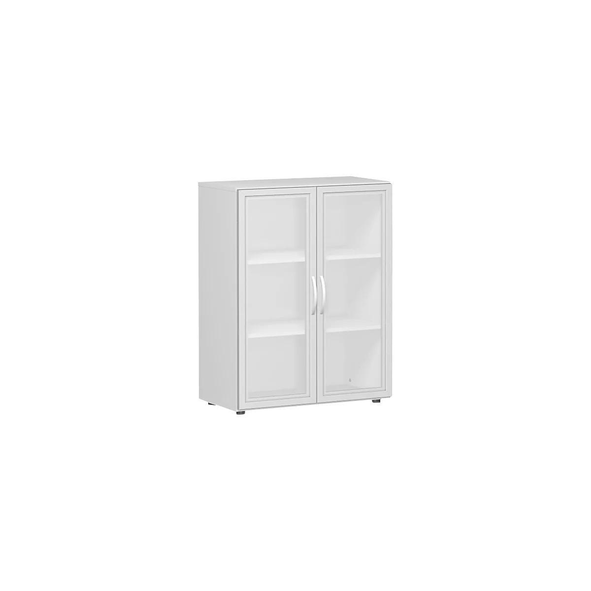 Glastürenschrank ALICANTE, 3 Ordnerhöhen, B 800 x T 420 x H 1104 mm, lichtgrau