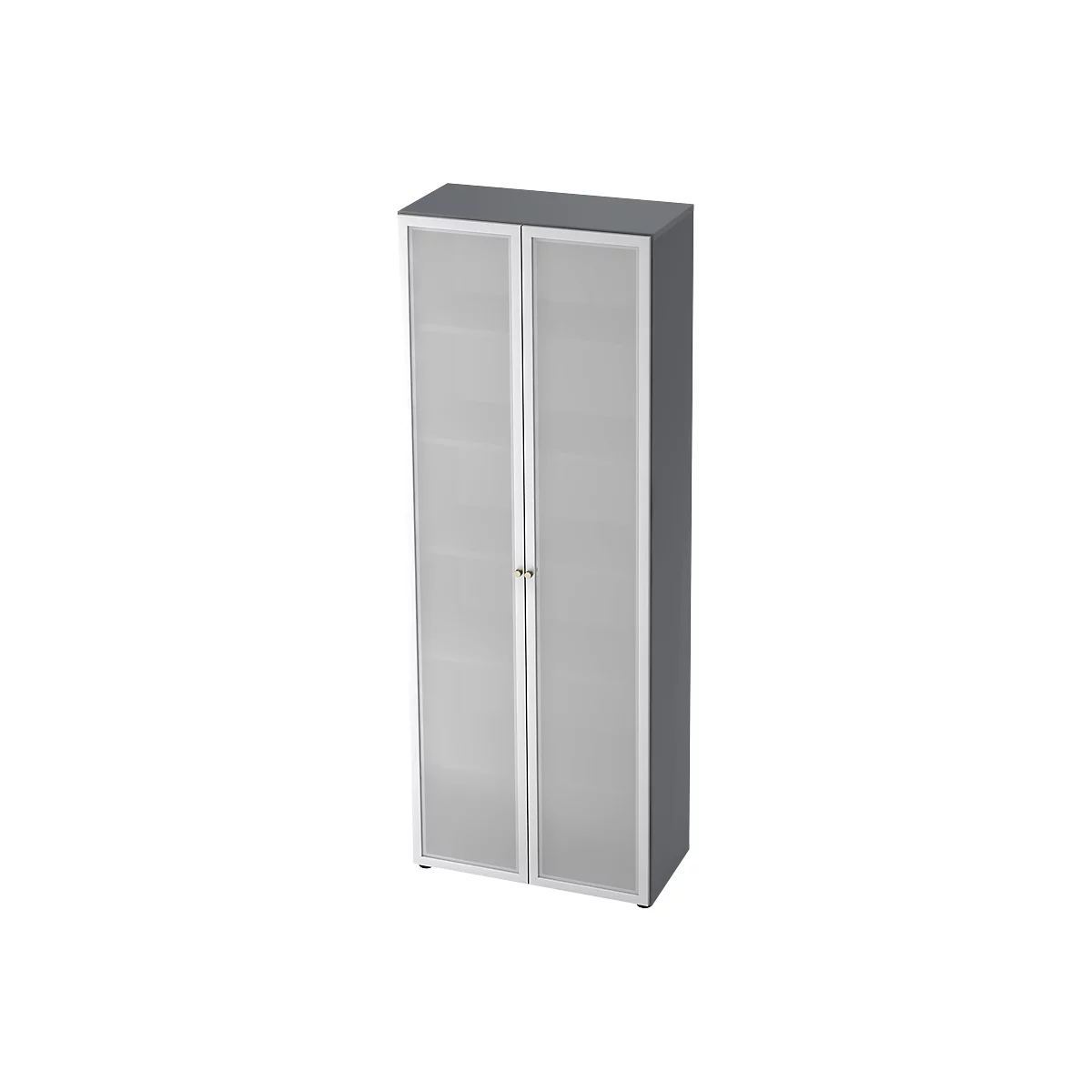 Glastürenschrank TOPAS LINE, 6 Ordnerhöhen, B 800 mm, graphit