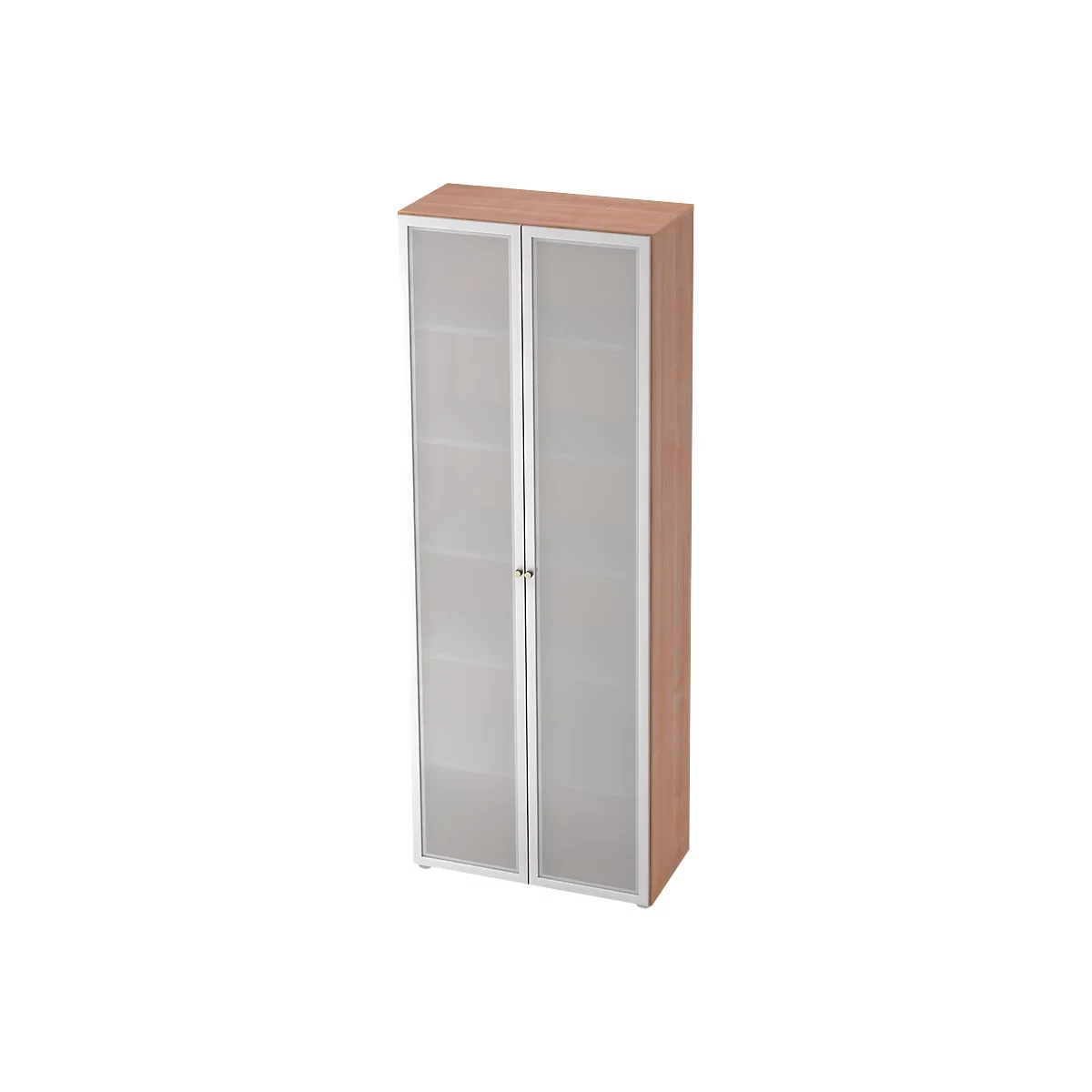 Glastürenschrank TOPAS LINE, 6 Ordnerhöhen, B 800 mm, Nußbaum-Dekor