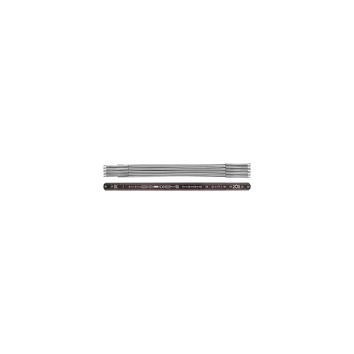 Gliedermaßstab L.2m B.14mm mm/cm EG II Alu.schwarz BMI