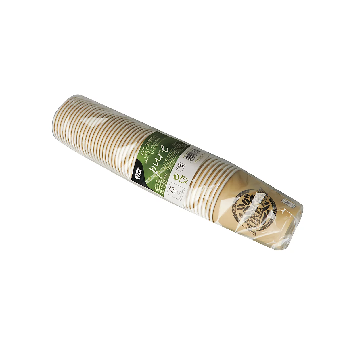 Gobelet Coffee to go Papstar Pure Joy, jetable, 0,2 l, Ø 80 x H 92 mm, carton certifié FSC®, crème, 50 pièces