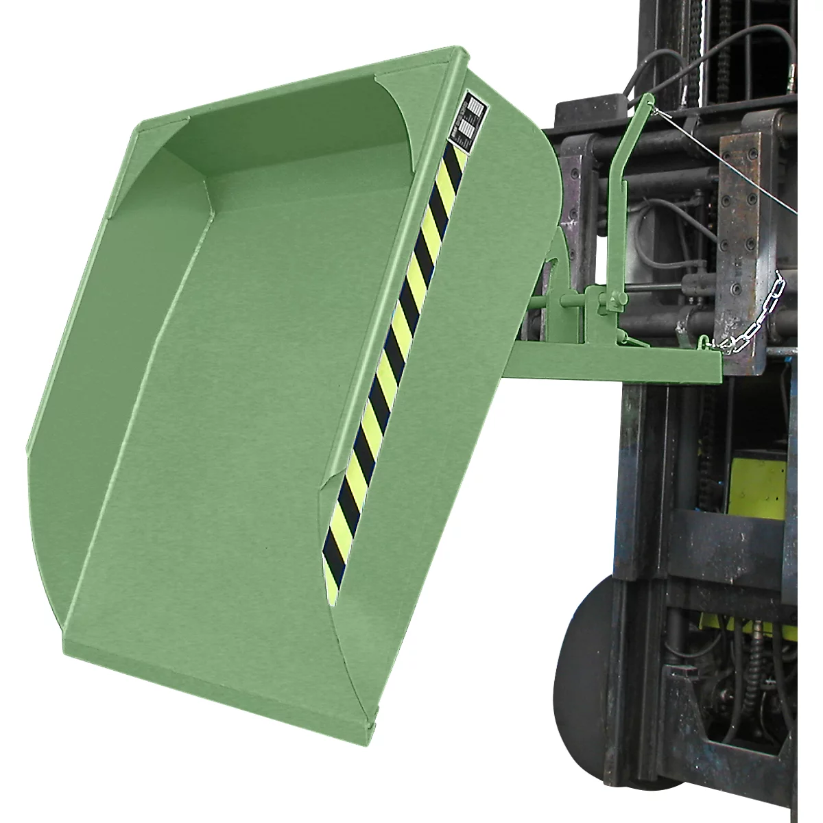 Godet pour chariot élévateur Bauer BSI 50, déverrouillage par câble, L 1810 × l 1330 × H 710 mm, 0,5 m³, jusqu'à 750 kg, acier peint, vert réséda