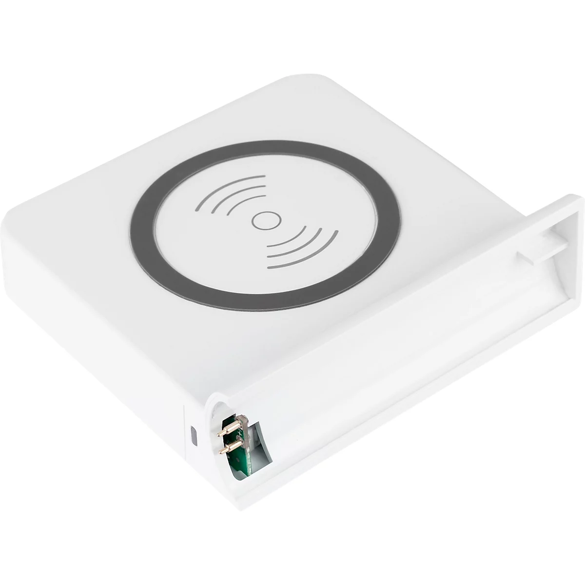 Good Connections draadloze lader, Qi-enabled, vermogen 15 W, voor USB desktop snellaadstation met 110 W, aansluiting aan linkerzijde, wit