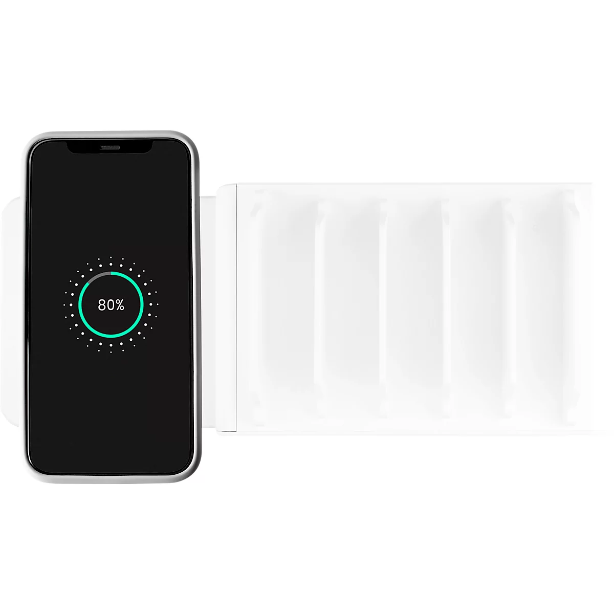 Good Connections draadloze lader, Qi-enabled, vermogen 15 W, voor USB desktop snellaadstation met 110 W, aansluiting aan linkerzijde, wit