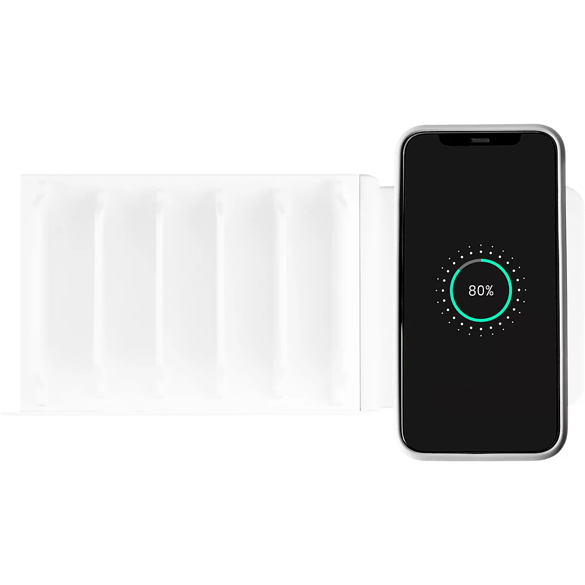 Good Connections draadloze lader, Qi-enabled, vermogen 15 W, voor USB desktop snellaadstation met 110 W, aansluiting aan rechterkant, wit