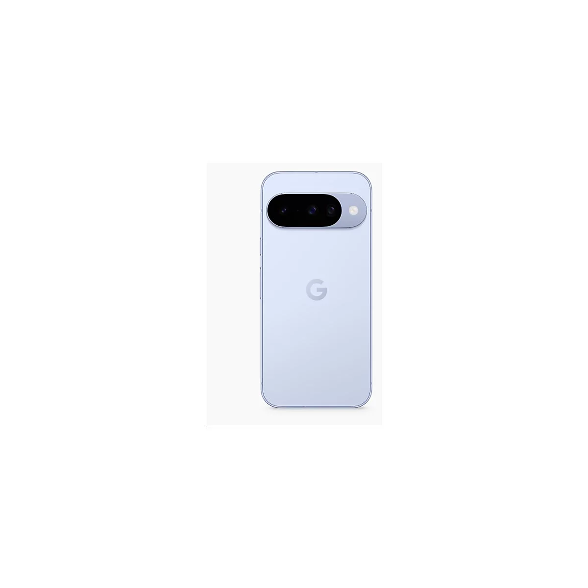 Rückseite eines hellblauen Google Pixel Smartphones mit horizontaler Kameraleiste und mittigem G-Logo.