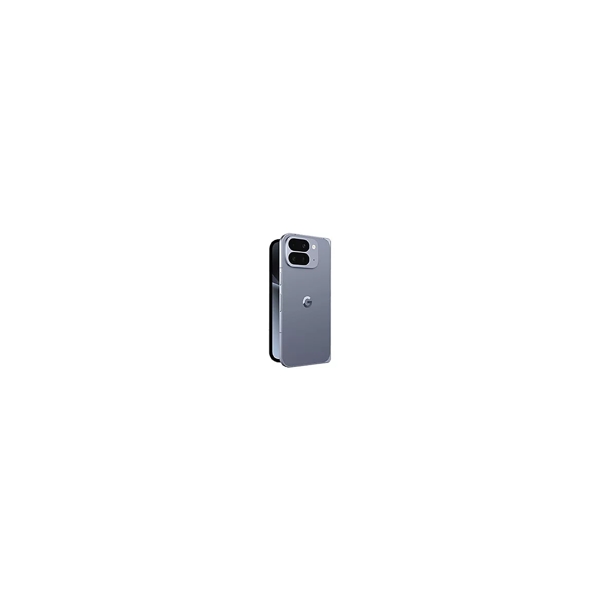 Rückseite eines grauen Google Pixel Smartphones mit zwei Kameralinsen in einem länglichen Gehäuse.