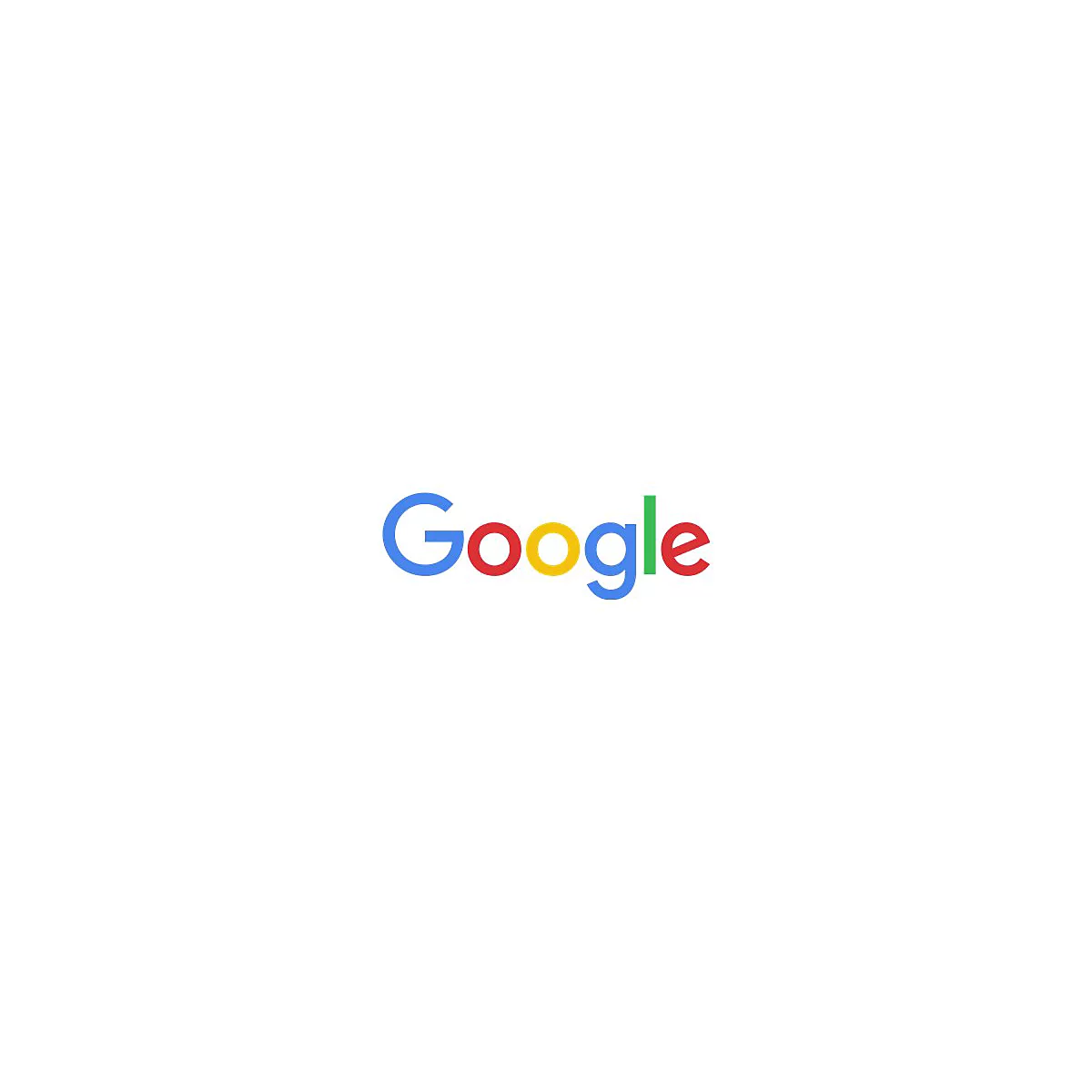 Das Google-Logo mit blauem G, rotem o, o, gelbem g, blauem l und grünem e.