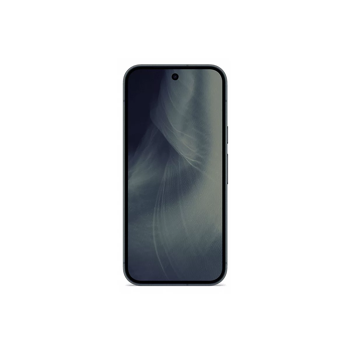 Modernes Smartphone mit dunklem, abstraktem Displayhintergrund und mittiger Frontkamera-Aussparung.