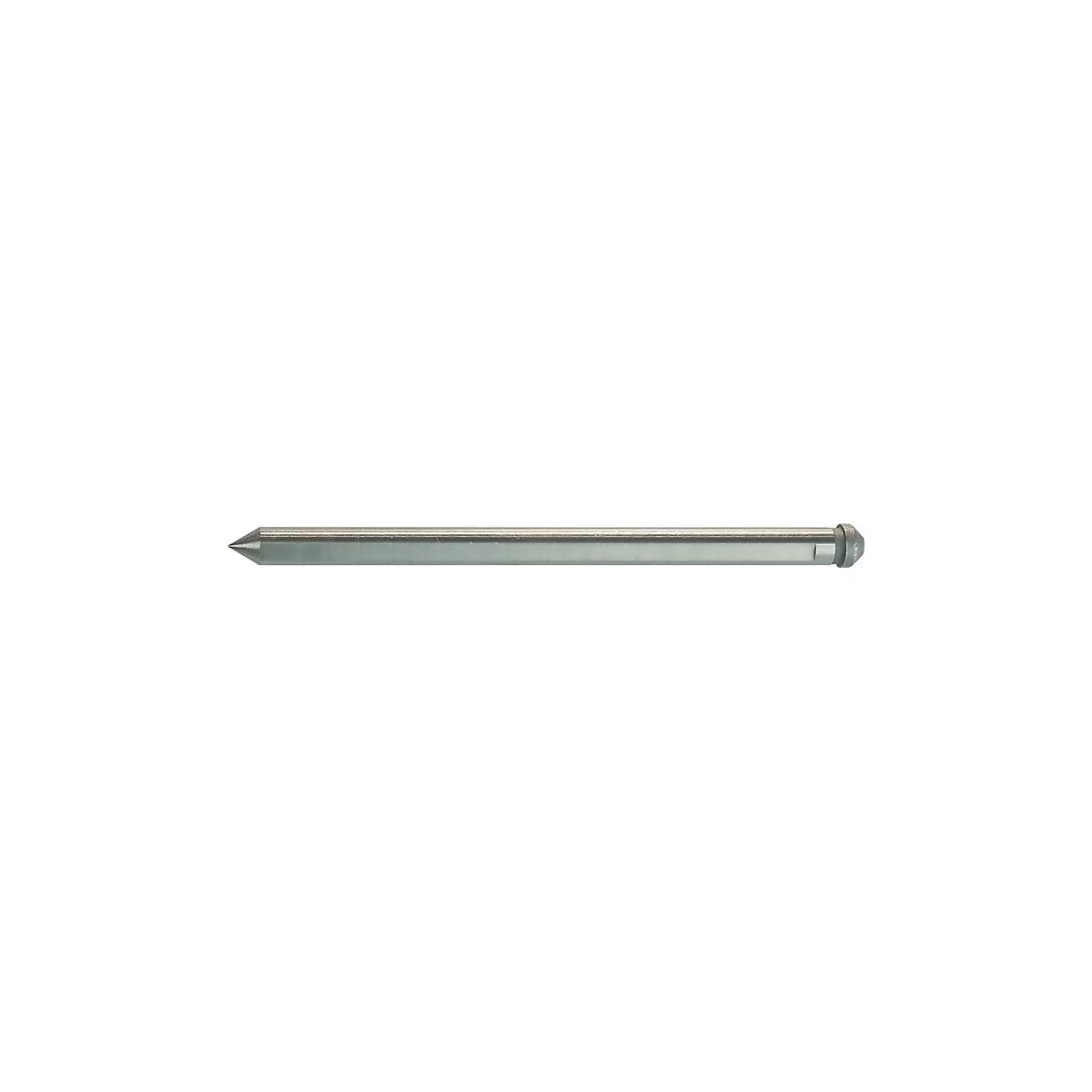 Un cylindre métallique avec une pointe conique et une large tête, vraisemblablement un boulon ou une goupille.