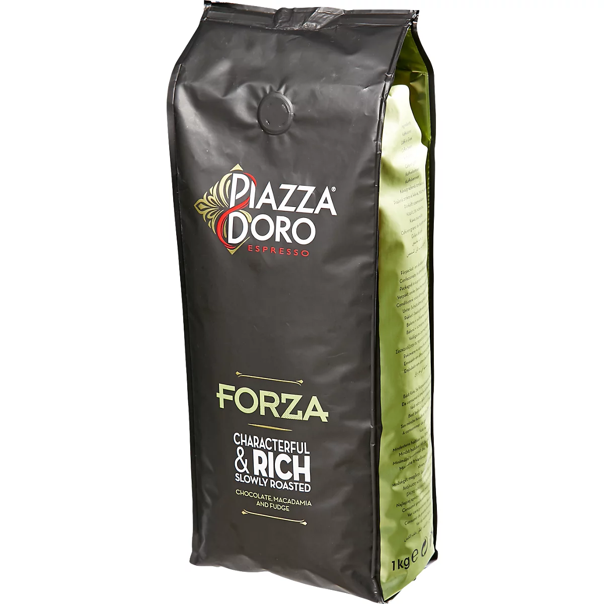 Grains d'espresso Piazza D'Oro Forza, 100% arabica, grain entier, certifié UTZ, 1 kg