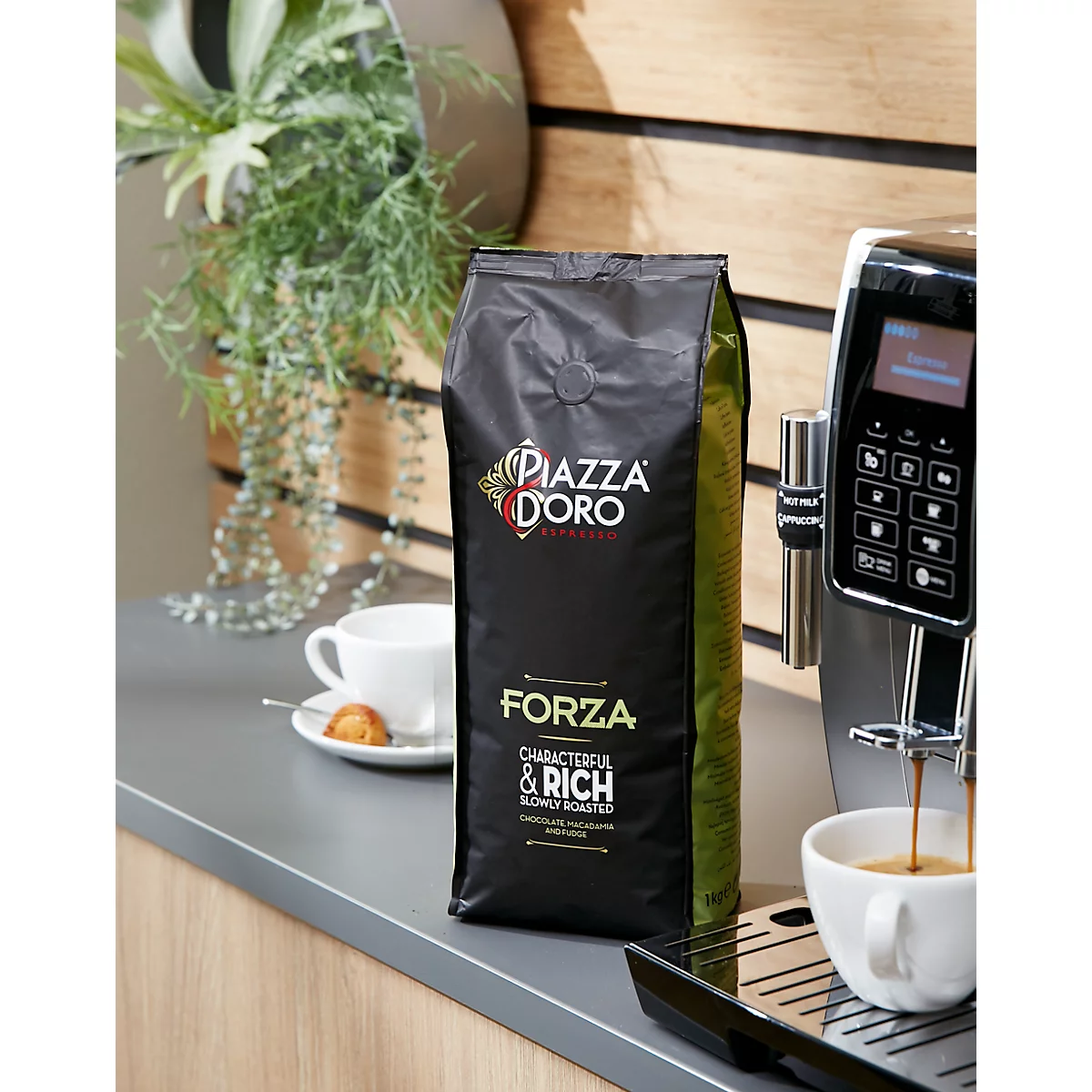 Grains d'espresso Piazza D'Oro Forza, 100% arabica, grain entier, certifié UTZ, 1 kg