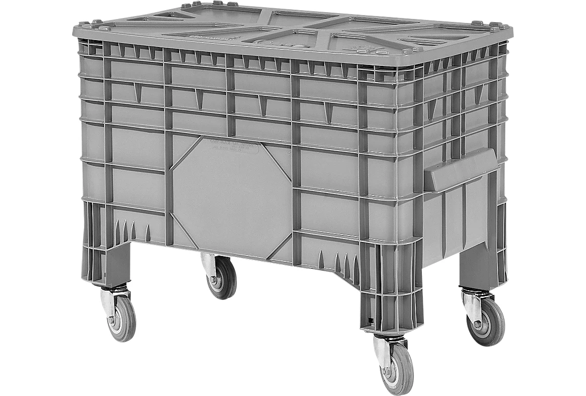 Gran contenedor de transporte apilable, sin tapa, móvil, 285 l