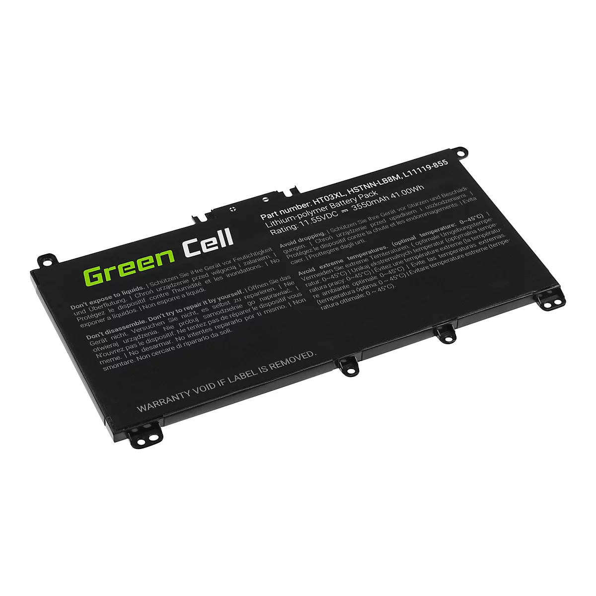 Green Cell - Laptop-Batterie (gleichwertig mit: HP HT03XL) - Lithium-Polymer - 3 Zellen - 3550 mAh - Schwarz