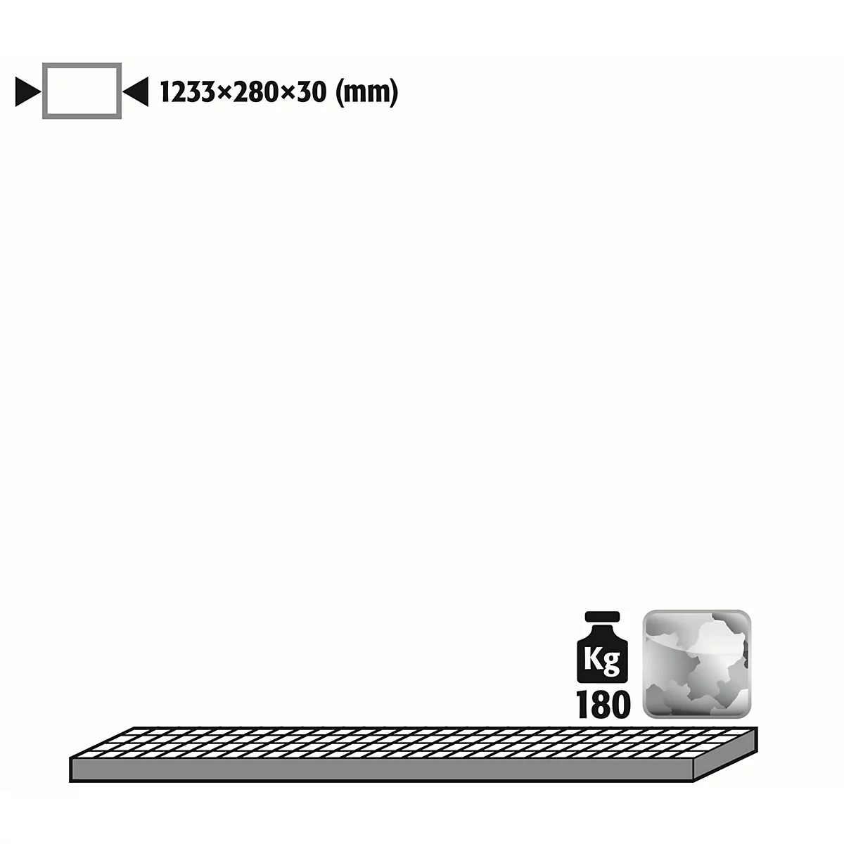 Grille pour armoires à bouteilles de gaz sous pression asecos, en acier, L 1233 x P 280 x H 30 mm, jusqu'à 180 kg
