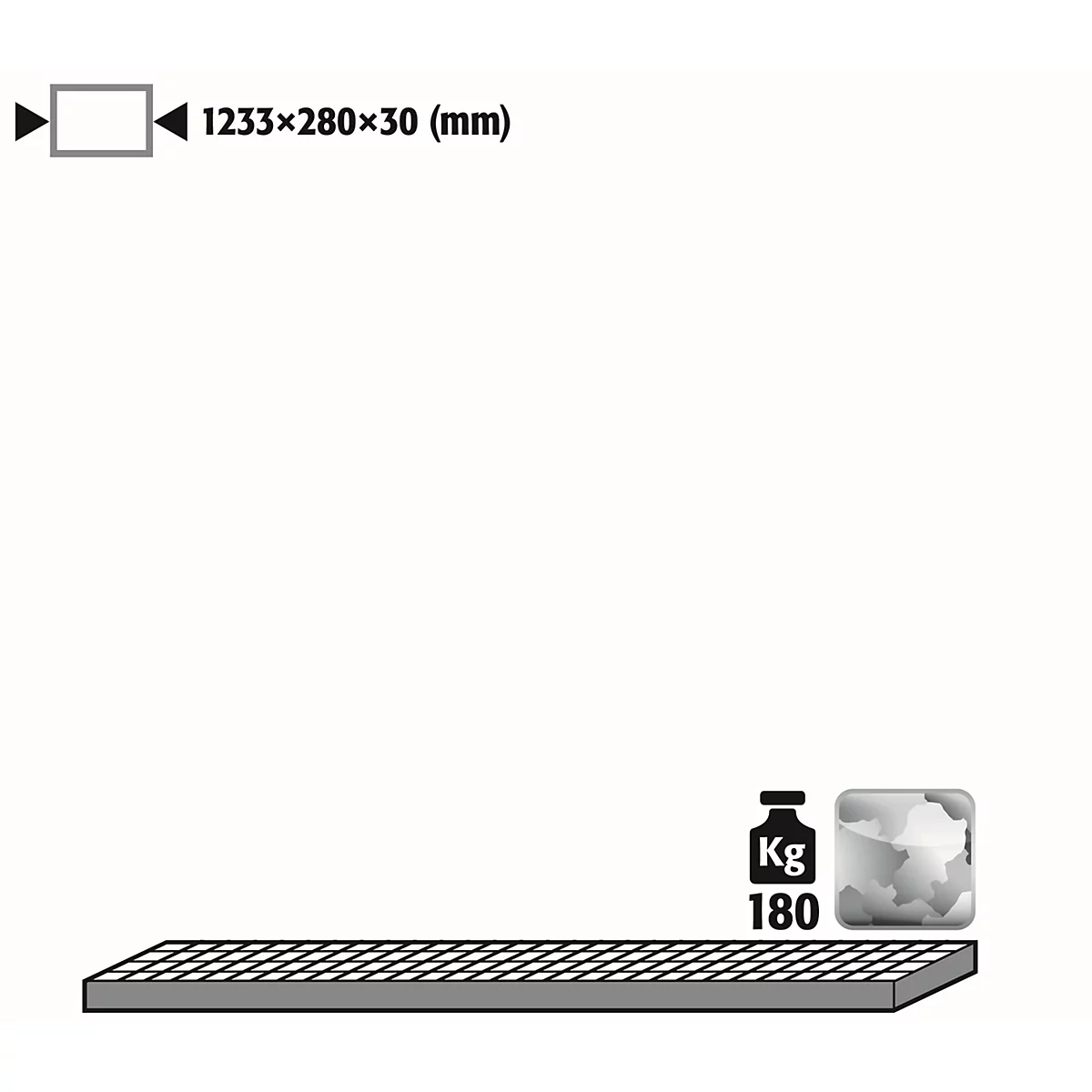 Grille pour armoires à bouteilles de gaz sous pression asecos, en acier, L 1233 x P 280 x H 30 mm, jusqu'à 180 kg