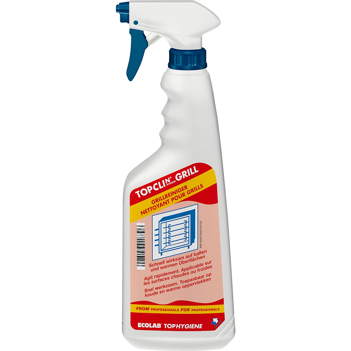 Grillreiniger Ecolab Topclin, tegen bak-, braad- &amp; grillresten, snelwerkend &amp; goede hechting, sprayflacon met 750 ml