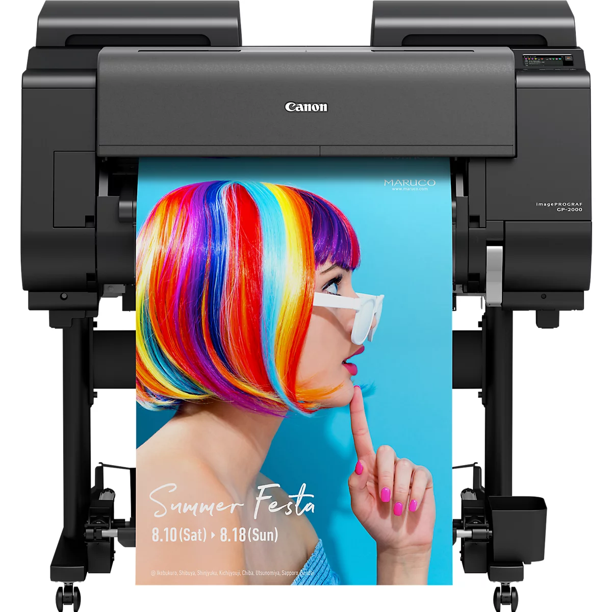 Großformatdrucker Canon imagePROGRAF GP-2000, 24', 11-farbiger Tintenstrahldruck, 2400 x 1200 dpi, USB/LAN/WLAN, inkl. Tintentanks, grau-schwarz