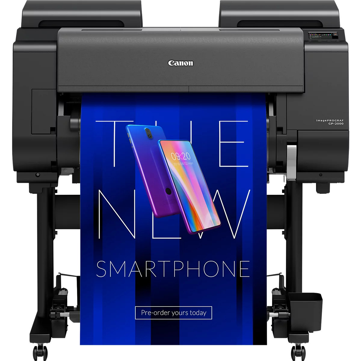 Großformatdrucker Canon imagePROGRAF GP-2000, 24', 11-farbiger Tintenstrahldruck, 2400 x 1200 dpi, USB/LAN/WLAN, inkl. Tintentanks, grau-schwarz