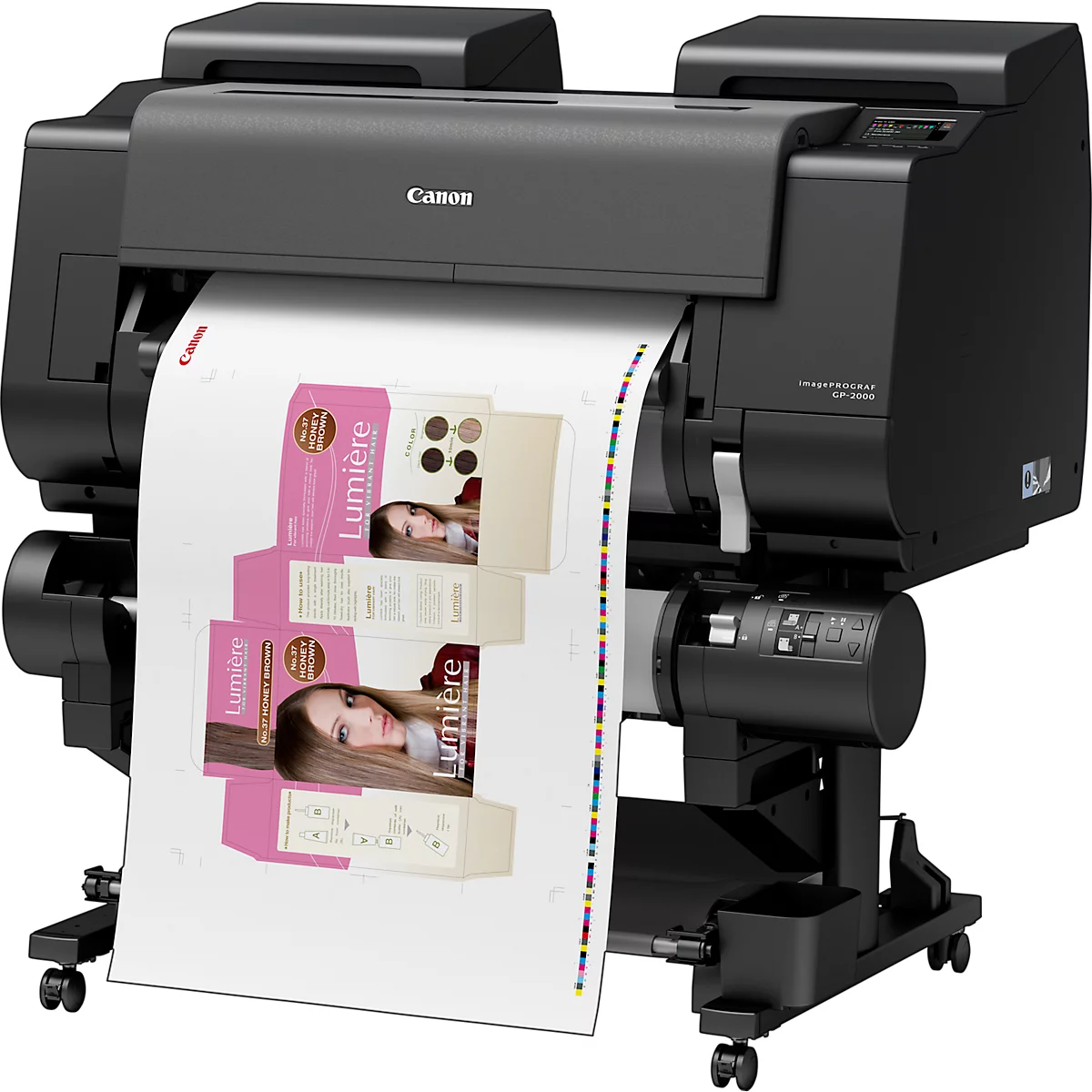 Großformatdrucker Canon imagePROGRAF GP-2000, 24', 11-farbiger Tintenstrahldruck, 2400 x 1200 dpi, USB/LAN/WLAN, inkl. Tintentanks, grau-schwarz
