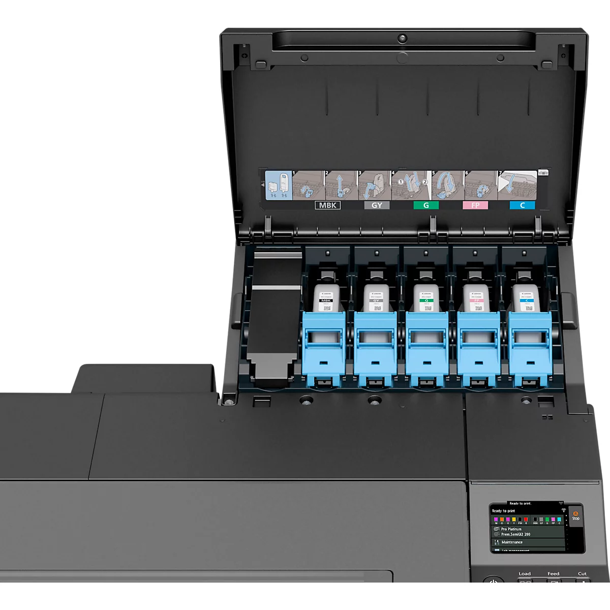 Großformatdrucker Canon imagePROGRAF GP-2000, 24', 11-farbiger Tintenstrahldruck, 2400 x 1200 dpi, USB/LAN/WLAN, inkl. Tintentanks, grau-schwarz
