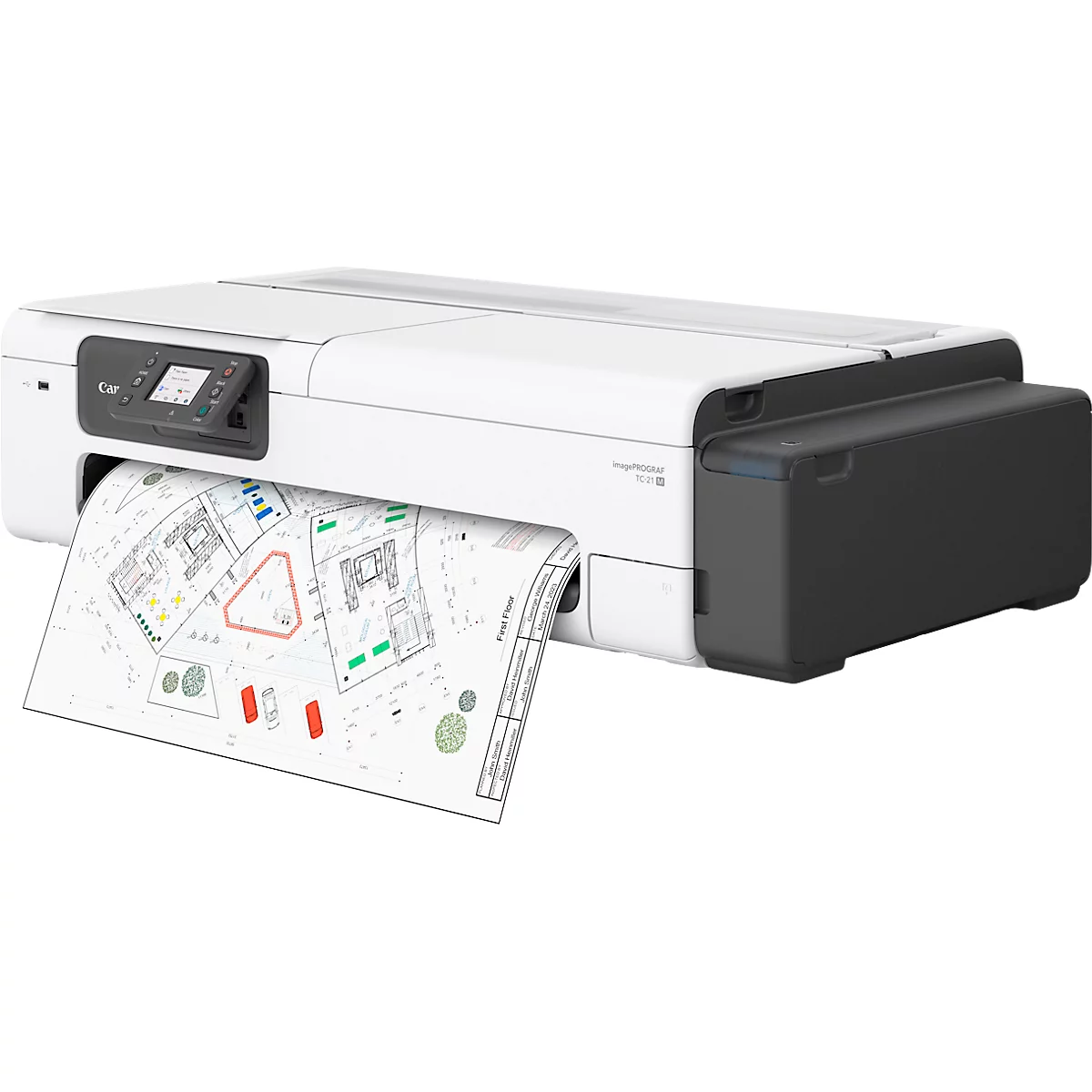 Grossformatdrucker Canon imagePROGRAF TC-21M LFP, 24', 4-farbiger Tintenstrahldruck, 2400 x 1200 dpi, A4-Scanner, USB/LAN/WLAN, Tintentanks, schwarz-grau
