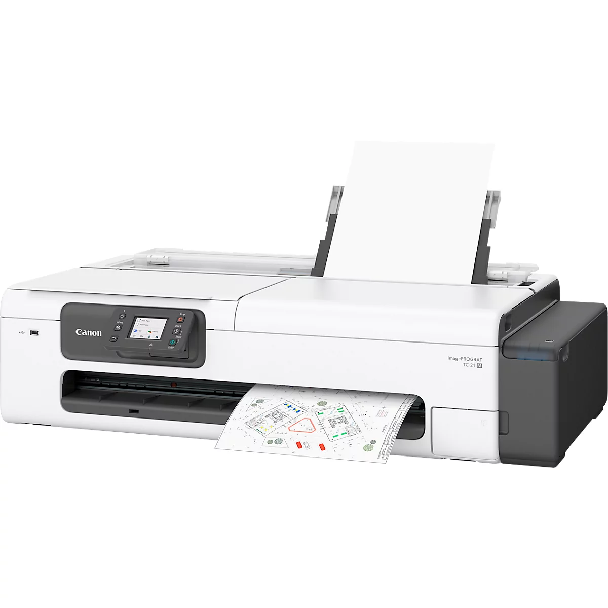 Grossformatdrucker Canon imagePROGRAF TC-21M LFP, 24', 4-farbiger Tintenstrahldruck, 2400 x 1200 dpi, A4-Scanner, USB/LAN/WLAN, Tintentanks, schwarz-grau