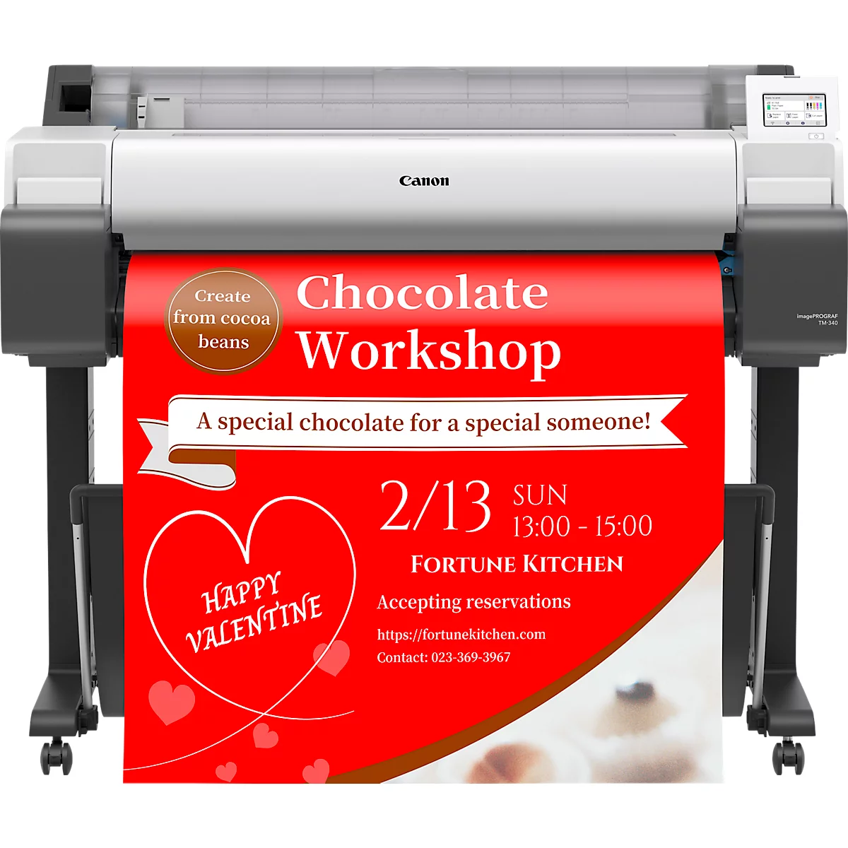 Großformatdrucker Canon imagePROGRAF TM-340, A4 - 36', Farbe, Tinte, 2400 x 1200 dpi, USB/LAN/WLAN, inkl. 5 Tintentanks