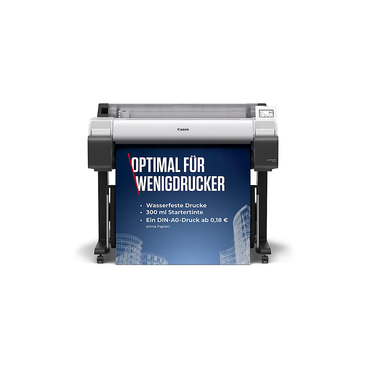 Großformatdrucker Canon imagePROGRAF TM-340, A4 - 36', Farbe, Tinte, 2400 x 1200 dpi, USB/LAN/WLAN, inkl. 5 Tintentanks