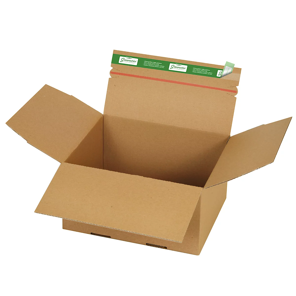 Grünmarie® verzenddozen, 265 x 225 x 140 mm, ideaal voor pakketten maat M, automatische bodem, tot 20 kg, 100% recyclebaar, FSC® golfkarton, bruin, 25 st.