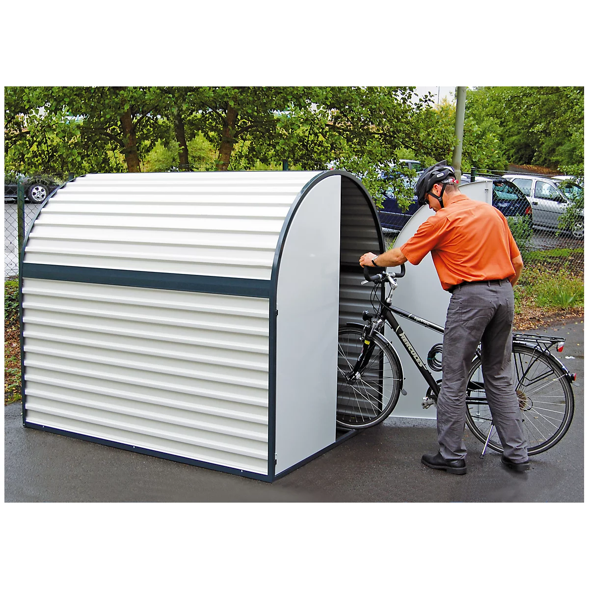 Guardabicis BikeBox, estructura de chapa de acero