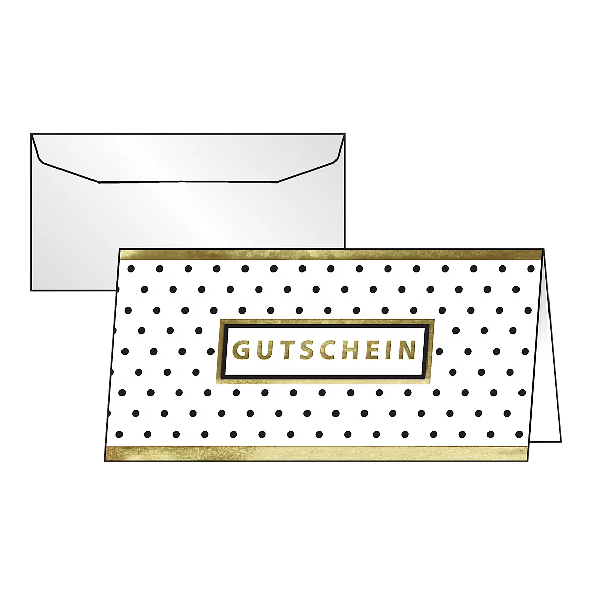 Gutscheinkarte Sigel „Golden Glimmer“, Format DIN lang, 210 x 105 mm, Innentext, mit transparenten Umschlägen, Glanzkarton mit Goldprägung, 10 Stück