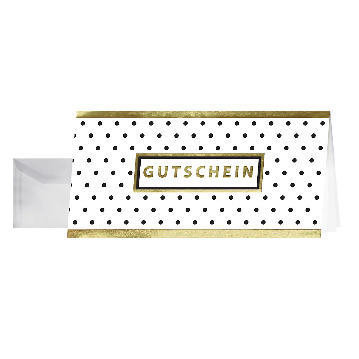 Gutscheinkarte Sigel „Golden Glimmer“, Format DIN lang, 210 x 105 mm, Innentext, mit transparenten Umschlägen, Glanzkarton mit Goldprägung, 10 Stück