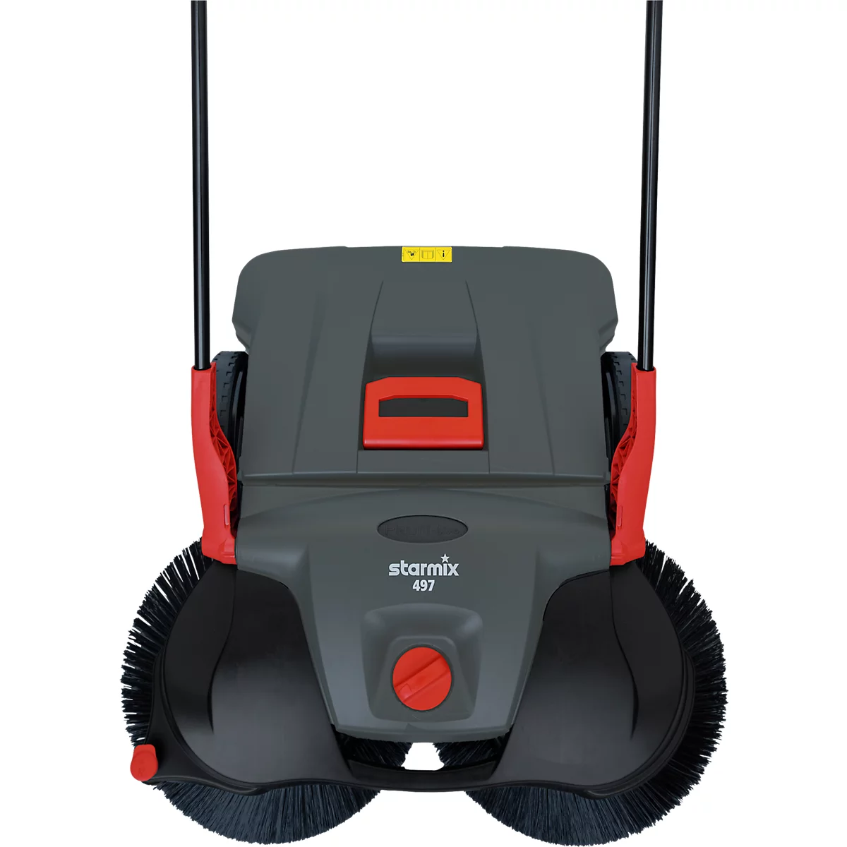 Gray and red sweeper, model "starmix 497". Brushes, handle bars.