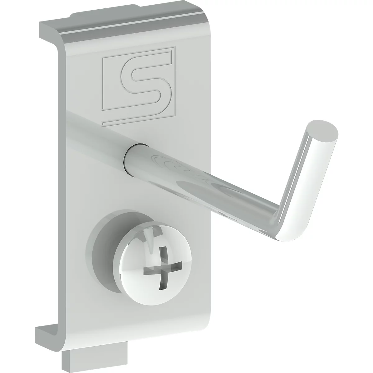 Haak R1 voor werktafel TRESTON Quick Edge, tot 10 kg, ESD geleidend, geschikt voor clean room, Ø 4 x L 50 mm, verzinkt staal, 5 stuks.