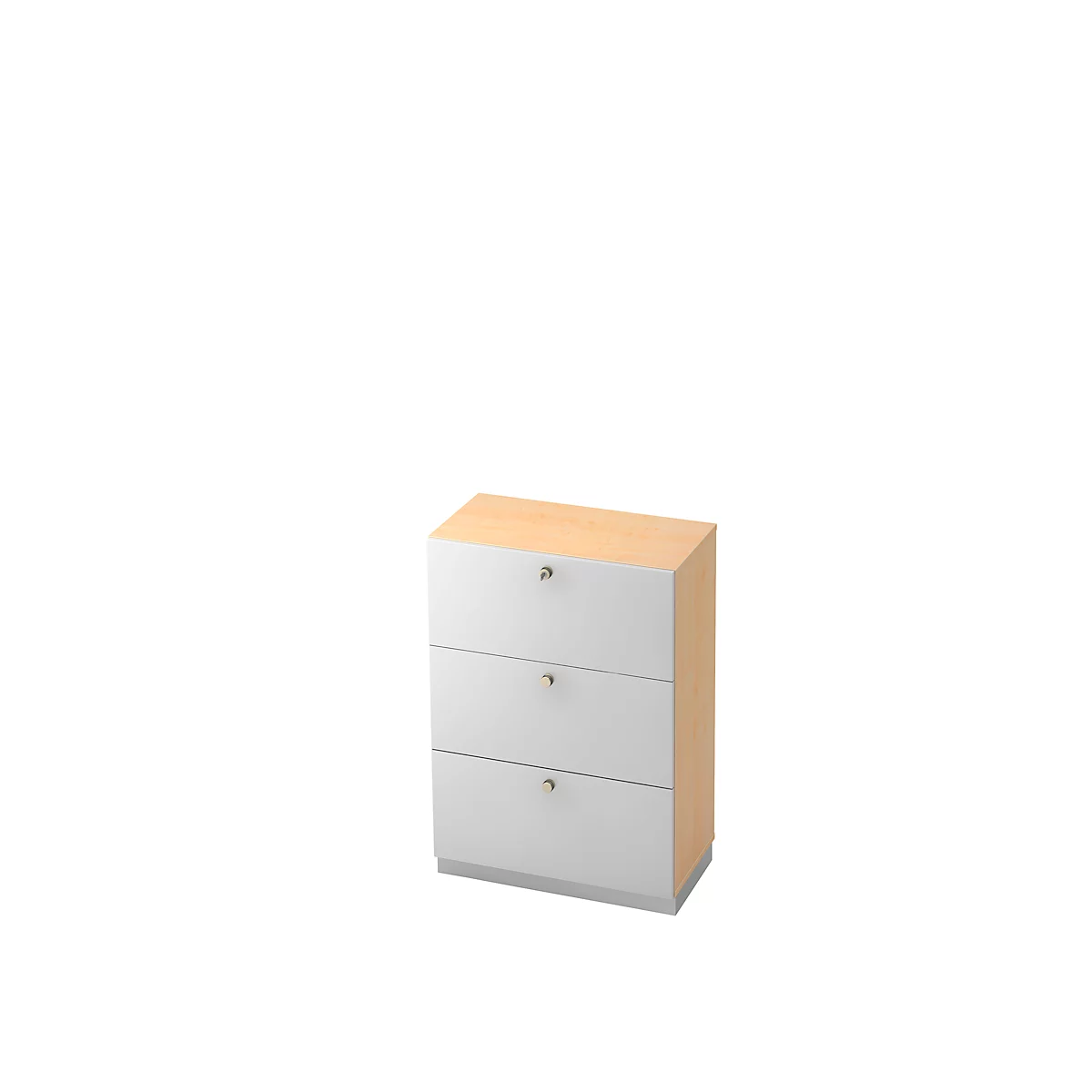 Hängeregistraturschrank, 3 OH, B 800 x T 420 mm, Ahorn-Dekor/silber