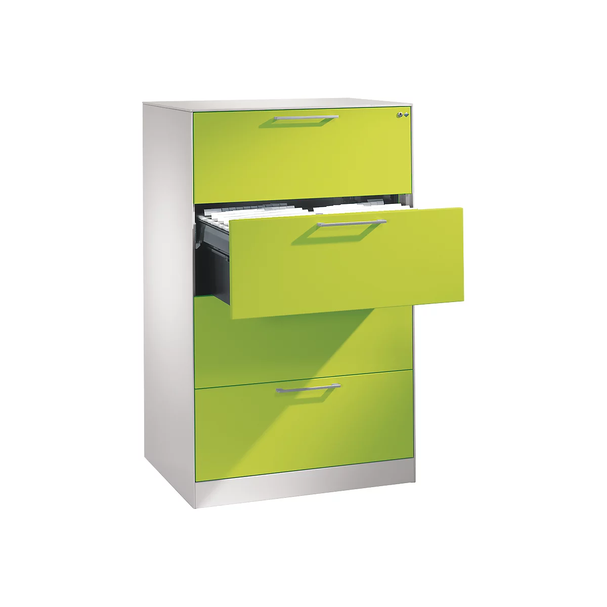 Hängeregistraturschrank ASISTO C 3000, 4 Schubladen, 2-bahnig, B 800 mm, weiß/viridingrün