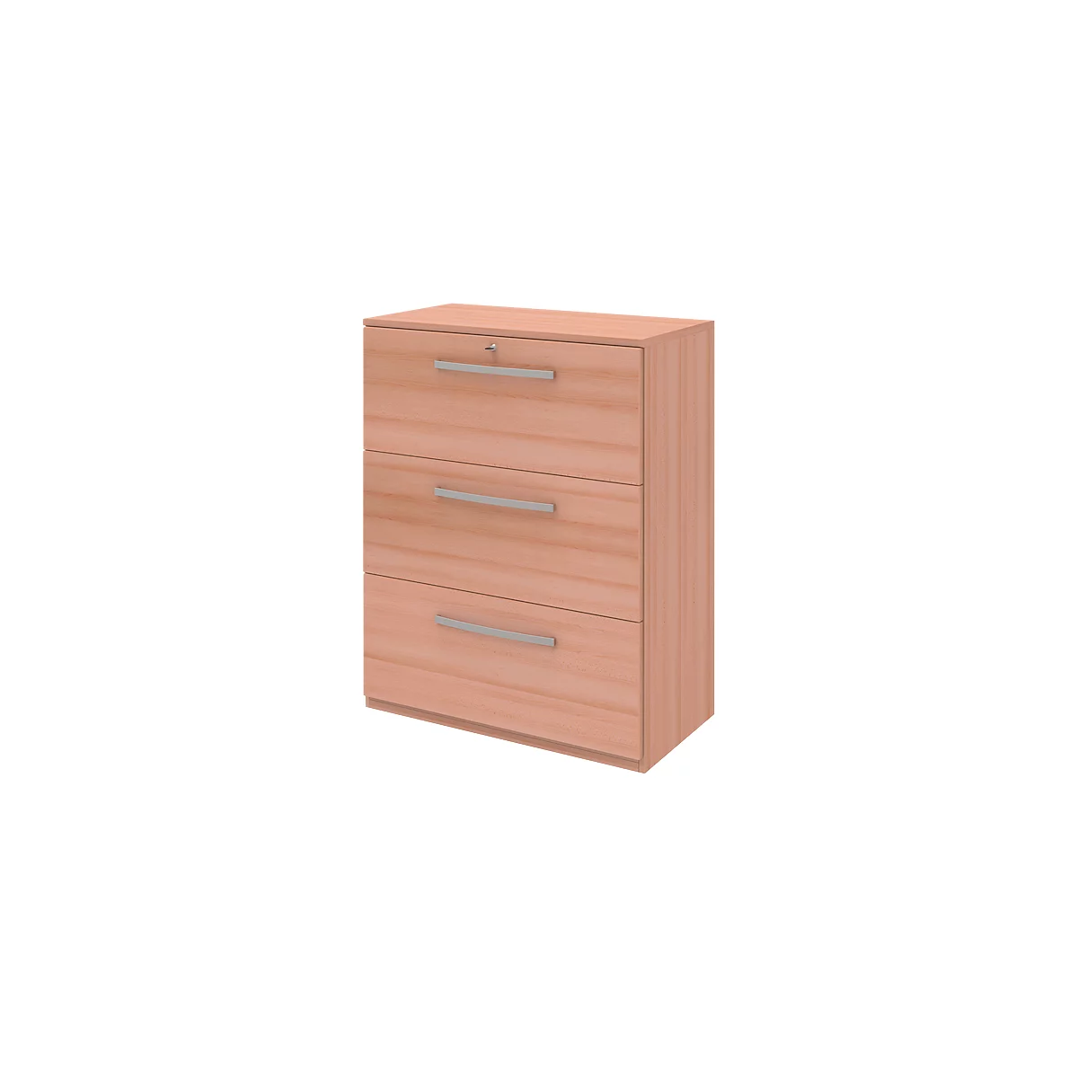 Hängeregistraturschrank BARI, 3 Auszüge, Zentralverriegelung, B 819 x T 430 x H 1117 mm, Buche-Dekor